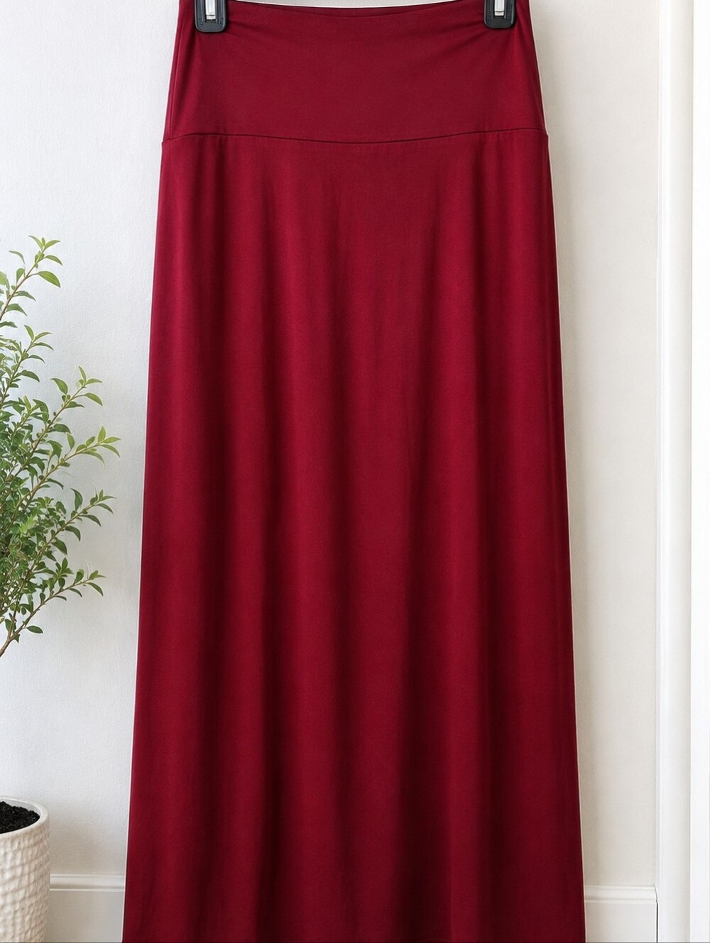 Lock & Love XL Burgundy Red Flowy Maxi Skirt